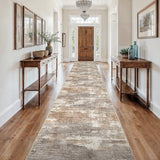 3x18 Runner Rug Washable Abstract: Non Slip Hallway Floor Mat Brown/Brick