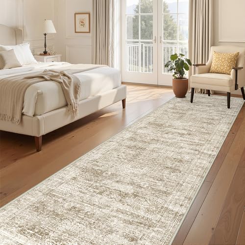3x10 Runner Rug Non Slip,Washable Hallway Runner Rug,Brown