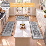 HEBE Boho Kitchen Rugs Set of 3, Non Slip Washable Kitchen Mats for Floor