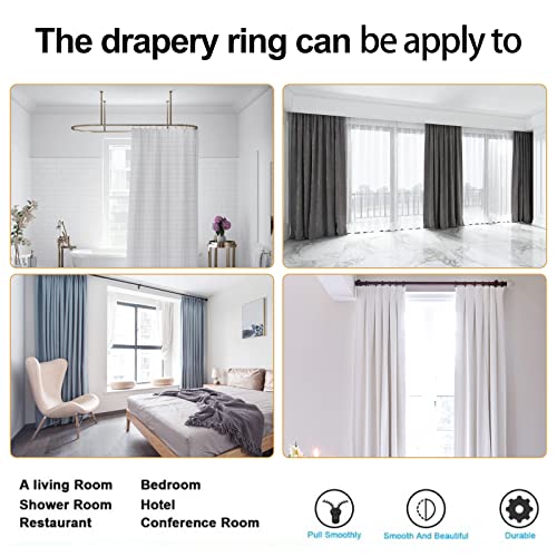 Antique Brass Curtain Rings with Eyelets for Up to 1.2-inch Curtain Rods (Set of 30 PCS Curtain Rings)