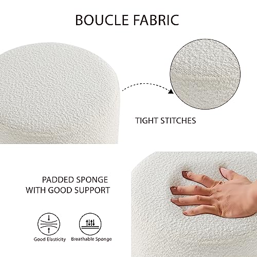 Get Set Style Modern Round Ottoman with Soft Padded Seat, Vanity Stool for Makeup, Upholstered Foot Stool for Living Room, Bedroom