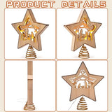 GHOSTMAGIC 3D Wooden Nativity Christmas Tree Star Topper Lighted, LED Xmas Decor Ornaments for Indoor