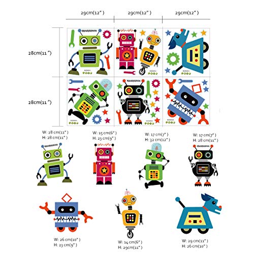 Runtoo Robots Wall Decals - Educational Wall Art Stickers for Classroom & Kids' Bedroom