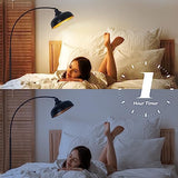 Arch Floor Lamps with Remote - Dimmable Floor Lamp 70”, Black Tall Lamp with 360° Adjustable Hanging Metal Shade, Arc Lamps Floor Standing with 9W Bulb, Over Couch Lamps for Living Room, Foot Switch