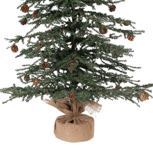 Vickerman 42" Caramel Pine Artificial Christmas Tree Unlit- Featuring 1241 PVC Tips - Pine Cone Accented - Seasonal Indoor Home Decor with Decorative Burlap Base