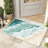 Beach Pattern Small Rug 2x3ft Runner Rug Non Slip Washable Kitchen Runner Rug with Rubber Backing，Low-Pile Soft Indoor Door mats Washable Runner Rugs for Hallway Entryway Kitchen Bedroom