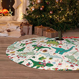 Cute Christmas Dinosaur Christmas Tree Skirt 30 Inches Animal Tree Skirt Xmas Tree Mat Holiday Party Supplies Christmas Tree Decorations