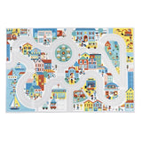 Janod - Children's Car Rug - City Theme - Soft & Non-Slip - Urban Pattern - Play Rug for Girls & Boys' Bedrooms - 120 x 78cm - Hand Washable - from 2 Years Old - J05910
