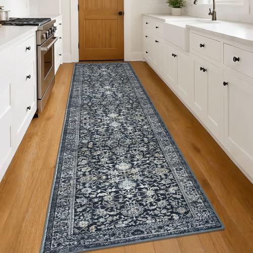 Runner for Hallway 3x14 ft Washable Runner Rug, Midnight Navy