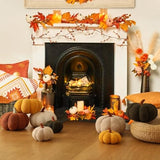 YRXRUS Pumpkin Pillows, Thanksgiving Pumpkin Pillow Set of 2, Off White Throw Pillows Fall Room Decoration, Teddy Fleece 6x12&4x7 Inches Accent Cushion Gifts for Holiday