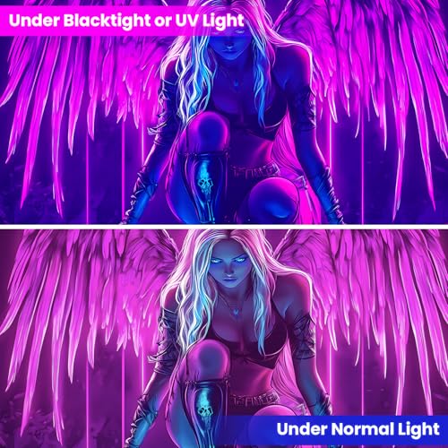 BVBOX Blacklight Tapestry,WingTapestry Glow In The Dark,UV Reactive Black Light Upright Posters Wall Hanging for Bedroom Dorm Living Room Backdrop Decor (wing8, 79L x 59W)