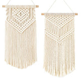 Dahey Small Macrame Wall Hanging 2 Pcs Woven Tapestry Wall Art Decor - Beautiful for Boho Home Bedroom Dorm College Classroom Decor, Apartment, Nursery, Party Decorations, 16.5" L x 10" W and 17.5"x 10"W