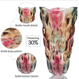 Heavy Flower Glass Vase Thickened 3.5lb 9.5inch Sparkle vase Bohemian Style, for Centerpieces,Kitchen,Office, Wedding,Perfect Home Decor Glass Vase (Purple Light)