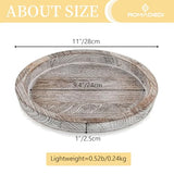 Romadedi Farmhouse Wooden Candle Tray, 11 Inch Round, Whitewashed
