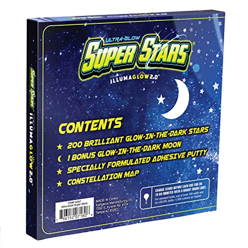 Glow in The Dark Stars - Includes Installation Material and Star map, 200 Glowstars, Only Glow Stars Powered by Our Trademarked Illumaglow2.0
