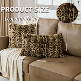 Cheetah Print Faux Fur Fluffy Pillowcases,Plush Soft Throw Pillow Covers, Fuzzy Decorative Leopard Print Pillow Cases, Furry Brown Leopard Cushion Covers for Couch Sofa-18x18 inch Set of 2