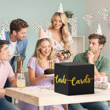 OLANRUN Gift Card Box, 9" Graduation Gold Foil Card Box, Black and Gold Party Decorations for Wedding, Birthday, Baby & Bridal Shower, Anniversary, Retirement