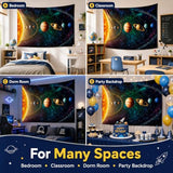 Outer Space Planet Tapestry, Universe Galaxy Solar System Earth Art Tapestries Wall Hanging for Men Kids Bedroom College Dorm Living Room Office Science Decor 40X30", Cool Hippie Poster Blanket