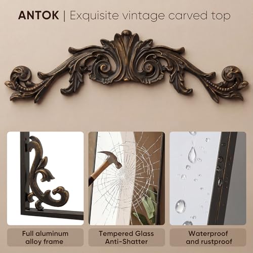 Antok Full Length Mirror, Floor Mirror with Stand, Standing Hanging Leaning Irregular Mirrors for Bedroom Living Room Entryway