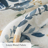 MYSKY HOME Floral Linen Curtains 84 Inch Long Set of 2 for Living/Dining Room Semi Sheer Light Filtering Farmhouse Flower Patterned Back Tab Drapes, Yellow and Blue, W50 Each Panel