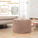 Asuprui Plush Fabric Ottoman Footrest – 20"x14" Soft Foam Pouf with Removable Cover Perfect for Living Room, Bedroom & Dorm(Light Coffee)