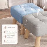 Multi-Functional Pouf with Footrest Small Upholstered Ottoman for Shoe Changing Coffee Table Makeup Vanity Leather Stool Green 30x30x26cm