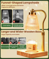 Height Adjustable Candle Warmer Lamp with Timer, 3 Dimmable Wax Melt Warmer, Birthday Gifts for Women Mom, House Warming Gifts New Home Decor, Candle Warmer for Jar Candles with 2 Bulbs，Gold-Amber