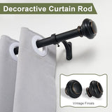 72-144 Inches Curtain Rods for Window, Vimayta 1 Inch Diameter Drapery Rod with Resin Finials, Ideal Adjustable Heavy Duty Single Curtains Rod for Bedroom, Living Room Decoration, Matte Black