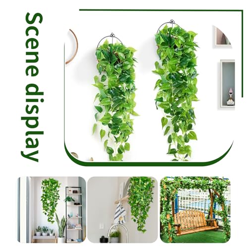 Fake Hanging Plants Vines(2pcs)for Room Decor, Artificial Ivy Greenery Garlands for Home Bedroom Living Aesthetic Kitchen Office Wall Patio Bookshelf,Indoor,Outdoor Farmhouse Decorations(No flowerpot)