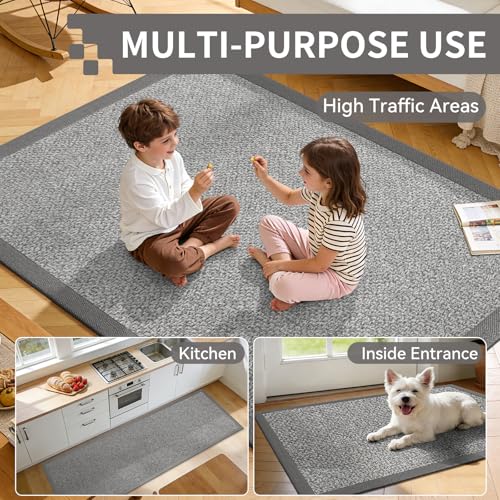 Kitchen Runner Rug Non Slip Hallway Runner Entryway Mat Grey 2x6 ft