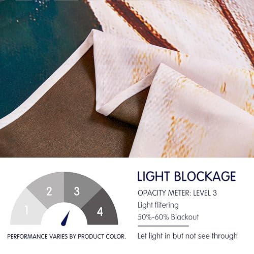 SUBRTEX Light Flitering Curtains 52Wx84L, Room Darkening Vibrant Floral Drapes, 50% Blackout, Semi Sheer Boho Farmhouse Curtains for Living Room, Brown
