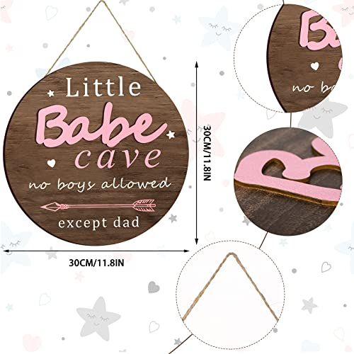 Little Babe Cave Door Sign Wood Baby Girl Nursery Decor Little Girl Nursery Room Wall Art for Bedroom Living Room Hanging Rustic Woodland Decor