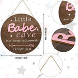 Little Babe Cave Door Sign Wood Baby Girl Nursery Decor Little Girl Nursery Room Wall Art for Bedroom Living Room Hanging Rustic Woodland Decor