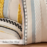 Boho Decorative Pillow Covers 20x20 Inch Black Stripe Pack of 2