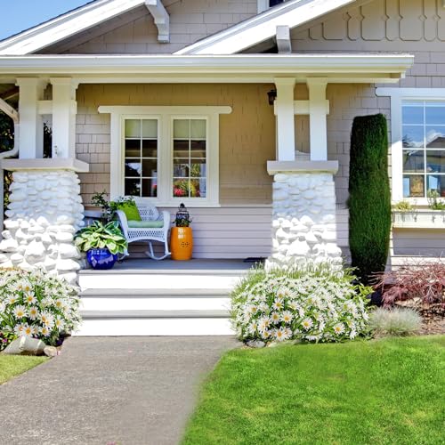 4 Bundles Artificial Silk Daisy Flowers Fake Daisies Plastics Plants Flower Faux Wildflowers Outdoor UV Resistant for Home Decor Indoor Outside Porch Patio Garden Planters Decoration (White)