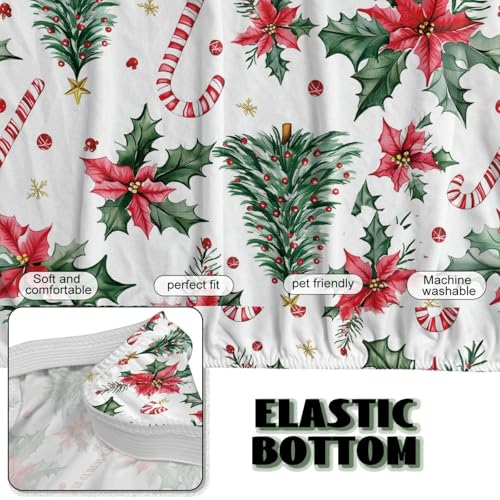 Christmas Tree Armless Sofa Bed Cover Candy Cane Print Stretch Couch Slipcover Folding Sofa Couch Futon Covers Full Size Furniture Protector Cover