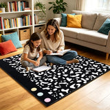 3.3 x 4 ft Large Classroom Rug Composition Notebook Educational Area Rug Back to School Soft Fluffy Pastel Play Carpet Washable Non-Slip Learning Floor Mat for Reading Calming Corner Nursery Playroom