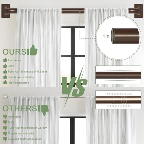 TVWOO Bronze Wrap Around Curtain Rods 28 to 48":Blackout Adjustable Window Curtain Rod,Room Darkening Heavy Duty Curved French Metal Single Drapery Rods for Bedroom Kitchen Easy Install,Antique Bronze