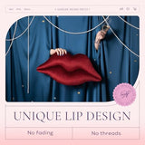 Ashler Upgraded Glossy Velvet Lip Shape Throw Pillow, Delicately Soft, Glossy Shimmering and Brilliant with Velvet Backing for Sofa, Bed and Living Room, Red, 24 X 12 Inches