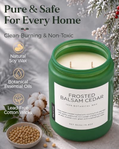 M&SENSE Frosted Balsam Cedar Classic Christmas Tree Scented Candle 19.4oz