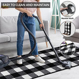 FONEYI Buffalo Plaid Rug 20 x 59 Inches, Non Slip Black and White Check Rugs Indoor or Outdoor Rugs for Layered Door Mats, Washable Fall Front Door Mat for Front Porch, Kitchen, Farmhouse, Entryway