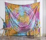 Popular Handicrafts Tapestry Wall Hanging Hippie Mandala Bohemian Hippy Medallion Psychedelic Ombre Design Indian Tapestries Bedspread 53 x 80 Iches (134cm x 203cm) Multicolor Tie Dye