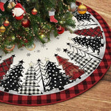 Christmas Tree Skirt 48 Inch, Red and Black Buffalo Plaid Xmas Tree Skirt, Winter Christmas Tree Mat for Home Party Holiday Indoor Outdoor Decorations