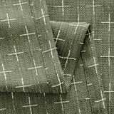 MIULEE Decorative Back Tab Linen Curtains with Geometric Pattern for Living Room Bedroom Farmhouse Rustic Thick Woven Textured Patterned Mudcloth Drapes 84 Inches Long 2 Panels Set, Olive Green