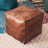 Leather Pouf Cover Sofa Footstool Unstuffed Living Room Bedroom Cushion Covers