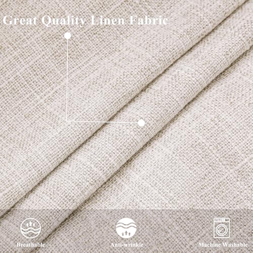 decorUhome Fall Decorative Throw Pillow Covers 18x18 Set of 2 Square Faux Linen Outdoor Neutral Farmhouse Pillow Covers with Stitched Edge for Couch Sofa Living Room, Beige