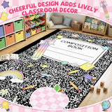5x7.6 ft Composition Notebook Classroom Rug Black and White Educational Area Mat Composition Book Play Carpet Back to School Learning Mat for Preschool Nursery Kindergarten(Black White Notebook)