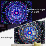 Amonercvita Blacklight Tapestry Trippy Mandala Tapestries UV Reactive Galaxy Stars Tapestry Psychedelic Neon Tapestries Wall Hanging Hippie Black Light Poster for Bedroom