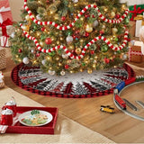 AVOIN colorlife Buffalo Plaid Christmas Tree Skirt 48 Inch, Winter Holiday Tree Mat Decoration
