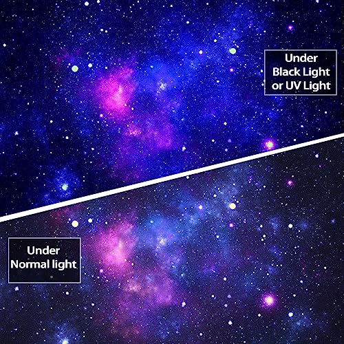 Faxdong Blacklight Galaxy Universe Space Tapestry, UV Reactive Starry Night Sky Mysterious Nebula Stars Ceiling tapestries for Bedroom Backdrop Wall Decor 36×48 inch